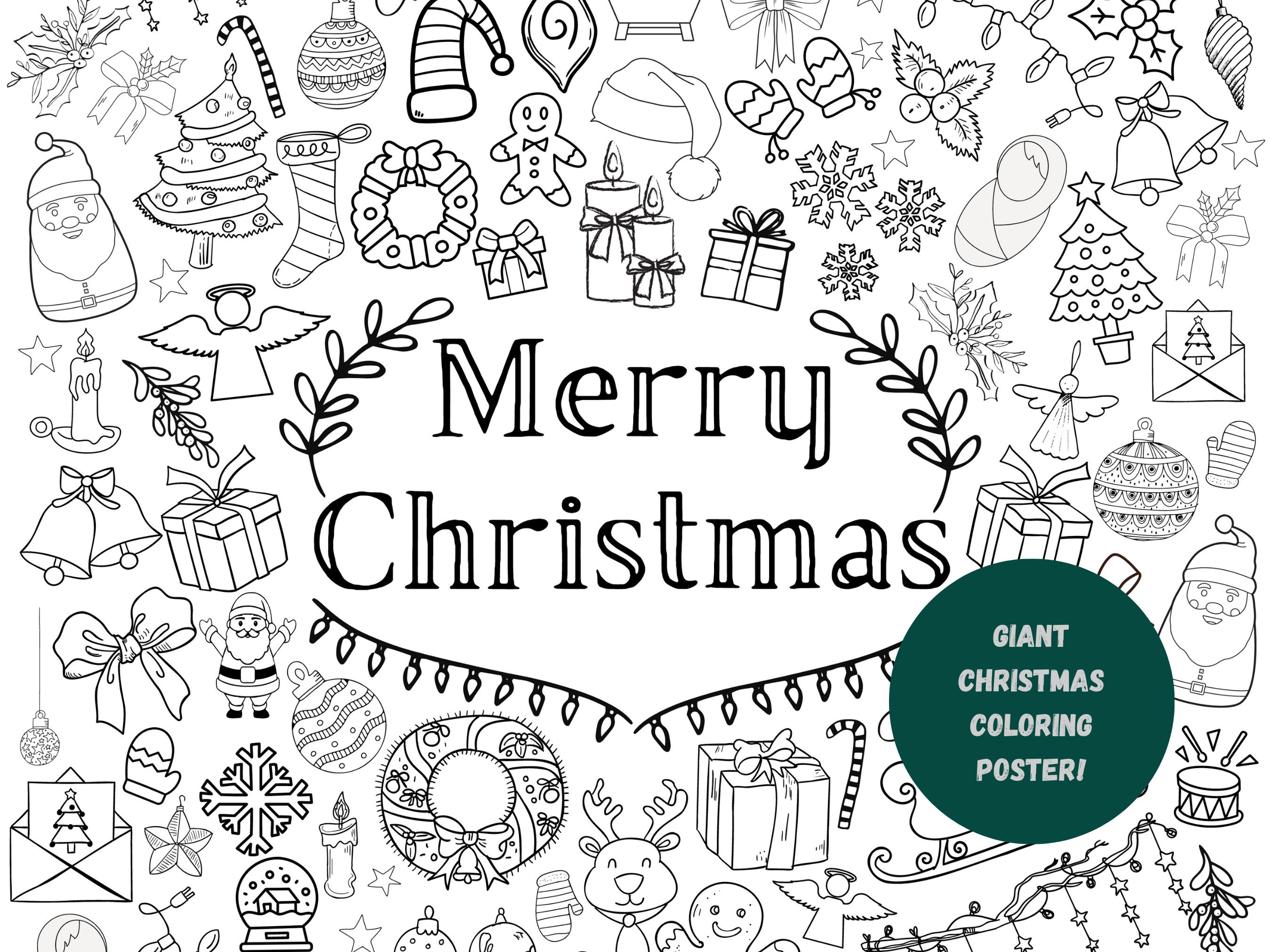 Pasimy 4 Pcs 45x32 Inch Christmas Giant Coloring Poster for Kids with 24  Color Crayon Winter