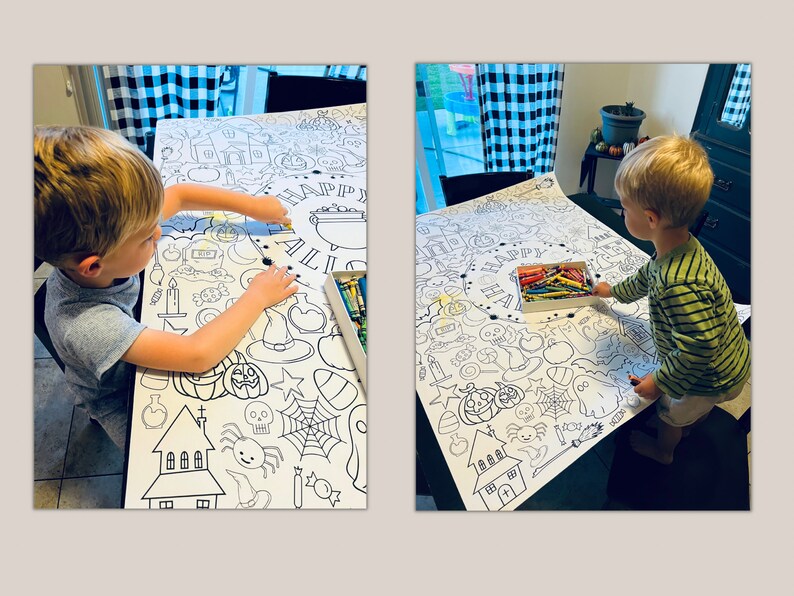 Giant Halloween Coloring Page Black and White Digital Download