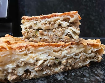 Kreatopita: Traditional Greek Meat Pie (8x8 Tray)