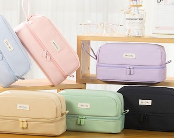 Double Layer Pencil Case: Large Capacity Stationery Organizer