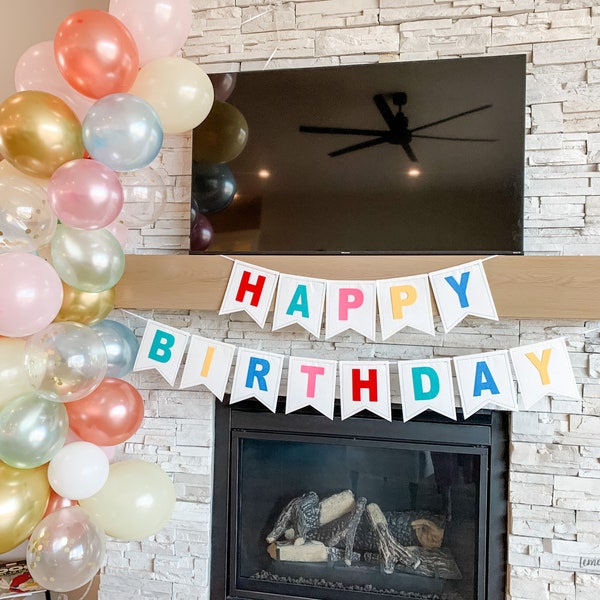 XL Happy Birthday Banner,  Birthday pennant, Birthday garland, multi-color birthday banner, felt banner, birthday sign