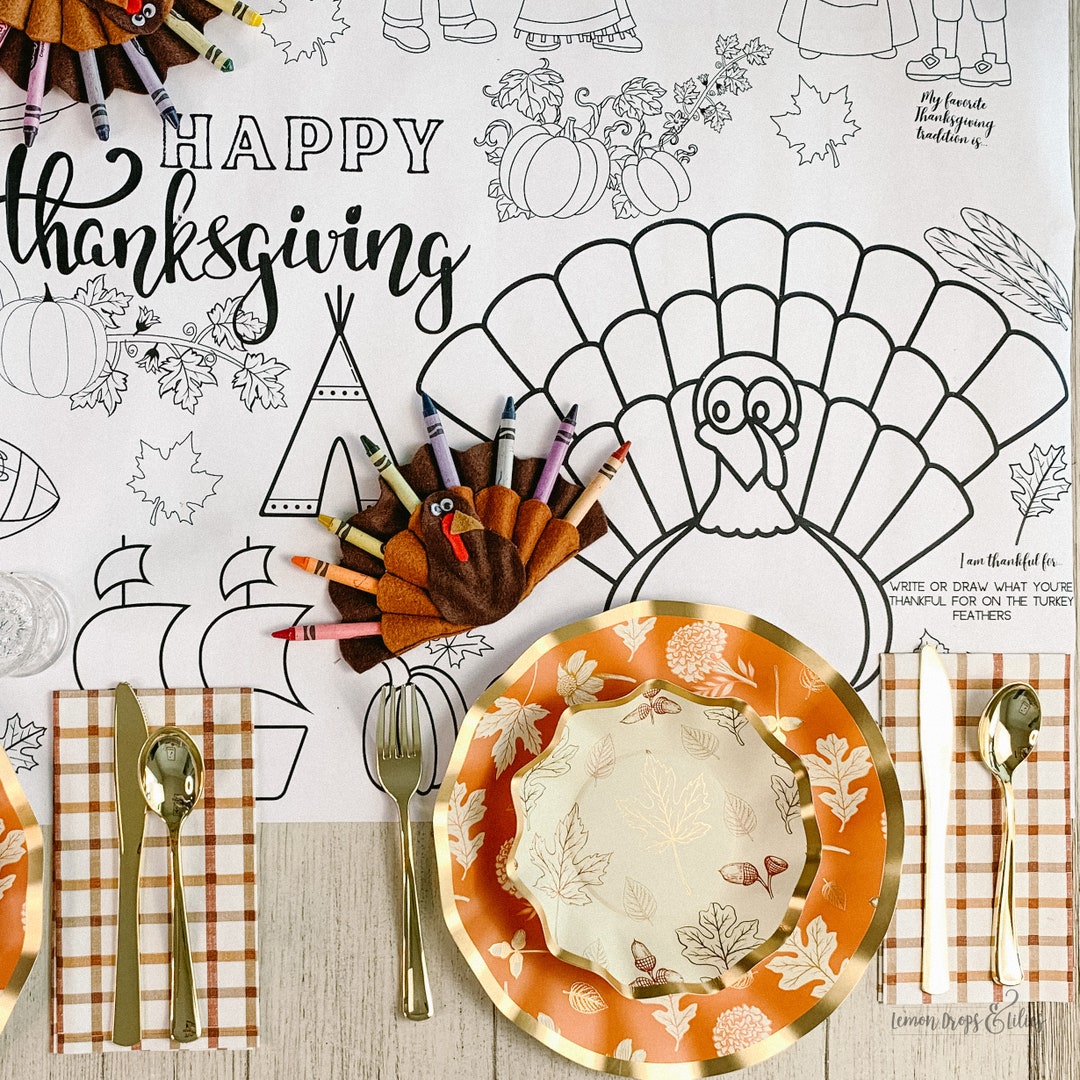 BIG Thanksgiving Coloring Poster Thanksgiving Coloring Table Etsy