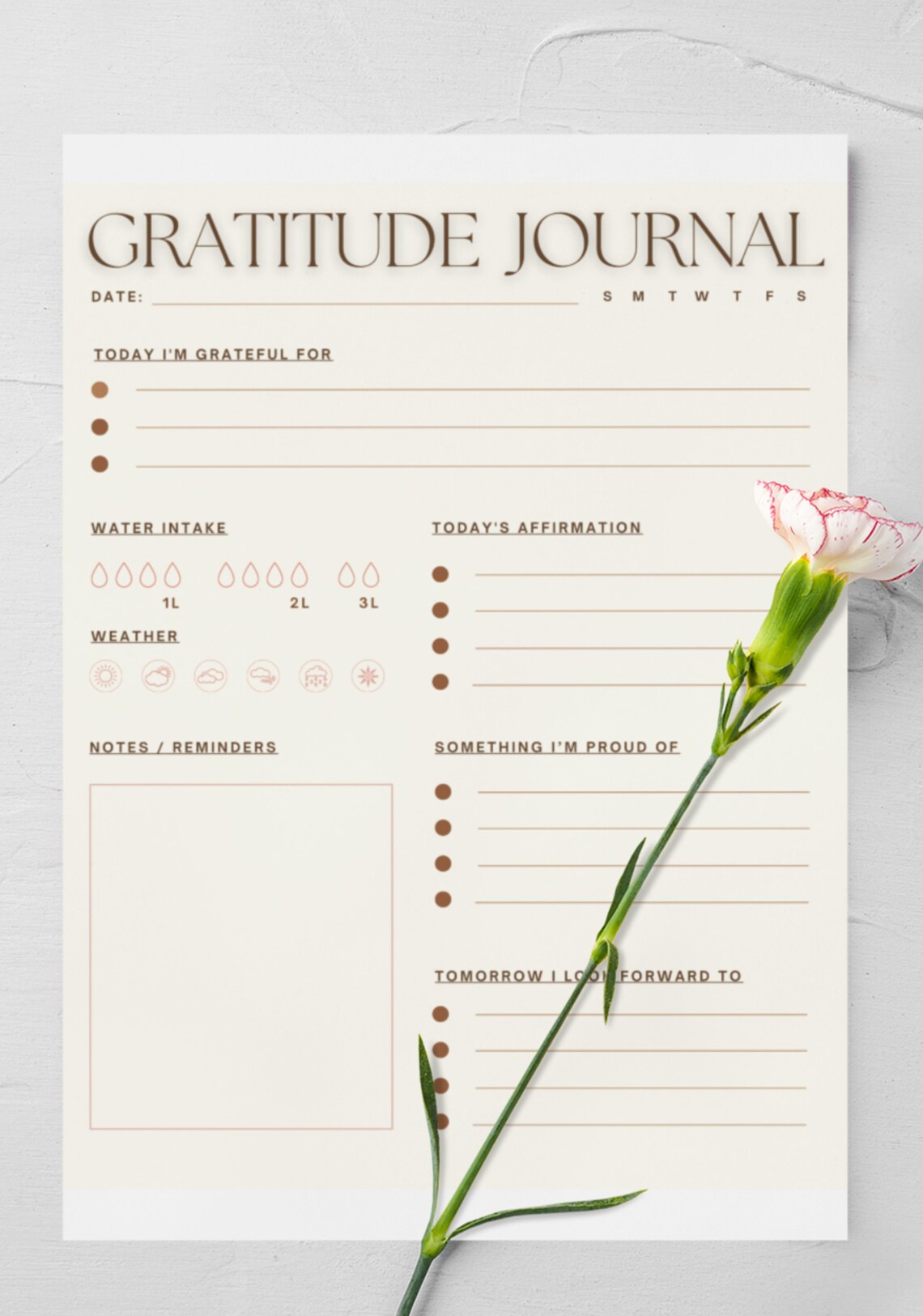 Daily Journal Printable, Gratitude Journal, Instant Download, Printable ...