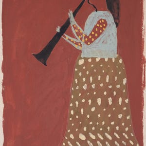 Clarinet Player Giclée Print: Folk Art Woman Portrait
