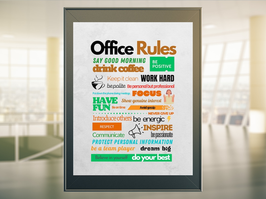 Office Rules Printable Wall Art for Your Office PDF PNG Etsy