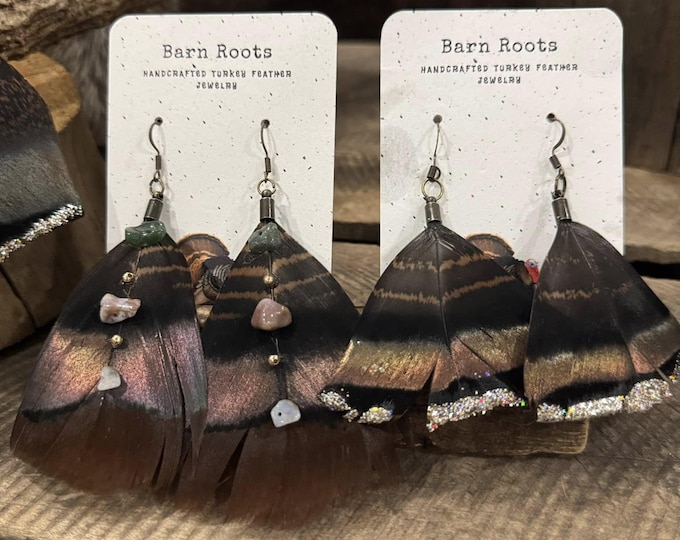 Wild Turkey Feather Earrings