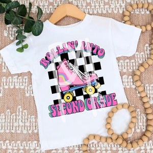 Rollin&#39; Into Second Grade SVG PNG, Back to School Shirt for Second Grade, Retro Back to School Shirt, SVG Design, Roller Skate Svg