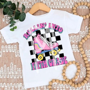 Rollin into Fifth Grade SVG PNG, Back to School SVG, Retro Back to School Shirt, Retro Shirt, Retro Svg, School Design,Fifth Grade