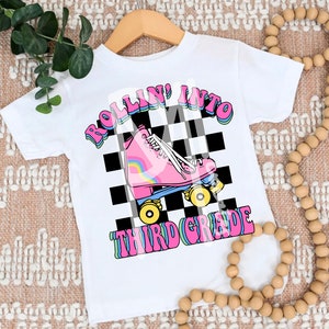 Rollin Into Third Grade SVG PNG, Back to School Shirt, Retro Roller Skate Shirt, SVG, Back to School Third Grade Svg, Third Grade Svg