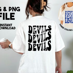 Devils SVG, Blue Devils SVG, Retro Devils SVG, Retro svg, Devils Stacked, Archivo de corte para Cricut y diseños de camisas de silueta