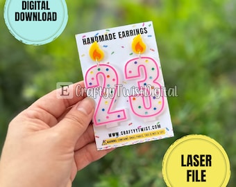 Birthday Candle SVG, Laser Files, Birthday earing SVG, Laser Cut Files, Numbers 0-9