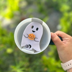 File laser Tumbler Topper, topper H2.0, piatto Tumbler Ghost, tag Halloween SVG 30oz e 40oz