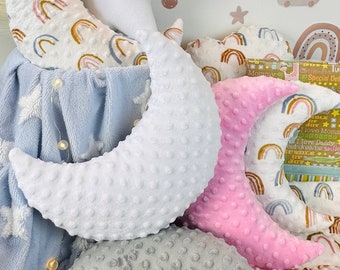 Minky Bubble Moon Pillow,Moon Pillow,Moon Cushion,Moon Shape,Moon Decor,Girls decor, Baby Pillow,Nordic Decor,Nursery Pillow, Boho Decor