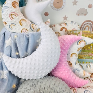 Minky Bubble Moon Pillow,Moon Pillow,Moon Cushion,Moon Shape,Moon Decor,Girls decor, Baby Pillow,Nordic Decor,Nursery Pillow, Boho Decor