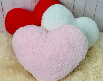 Sherpa Heart Pillow, Stuffed Heart, Heart Cushion, Heart shape, Heart Decor, Girls decor, Valentine’s Gift, Gifts for her