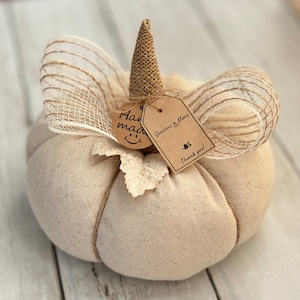 Cream Fabric Pumpkin, Fabric Pumpkin, Stuffed Pumpkin Fall Decor, Halloween decor, Farmhouse Decor, Home Decor
