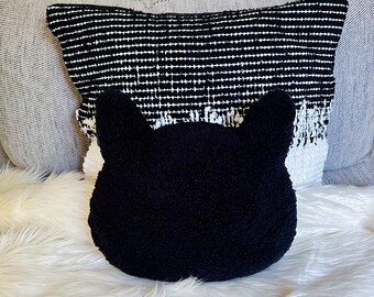 Black Cat Pillow, Black Moon Pillow, Bat Pillow, Witch Hat Pillow, Halloween decoration, Halloween Pillows, Sherpa Pillows, Black Pillows