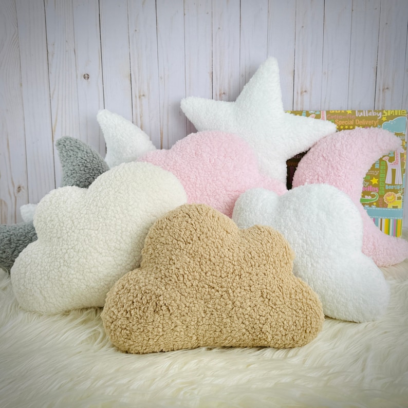 Sherpa Cloud Pillow, Sherpa Cloud, Cloud Cushion, Cloud Shape, Cloud Decor, Girls Decor, Nordic Decor, Nursery Pillow, Neutral Nursery Decor image 2