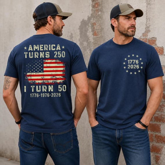 Comfort Colors® America Turns 250 I Turn 50 Retro Shirt, Vintage 50th Birthday Tshirt 1976, Patriotic 50th Birthday Gift, 1776 1976 2026