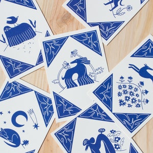 Set of 6 TILE DOG postcards