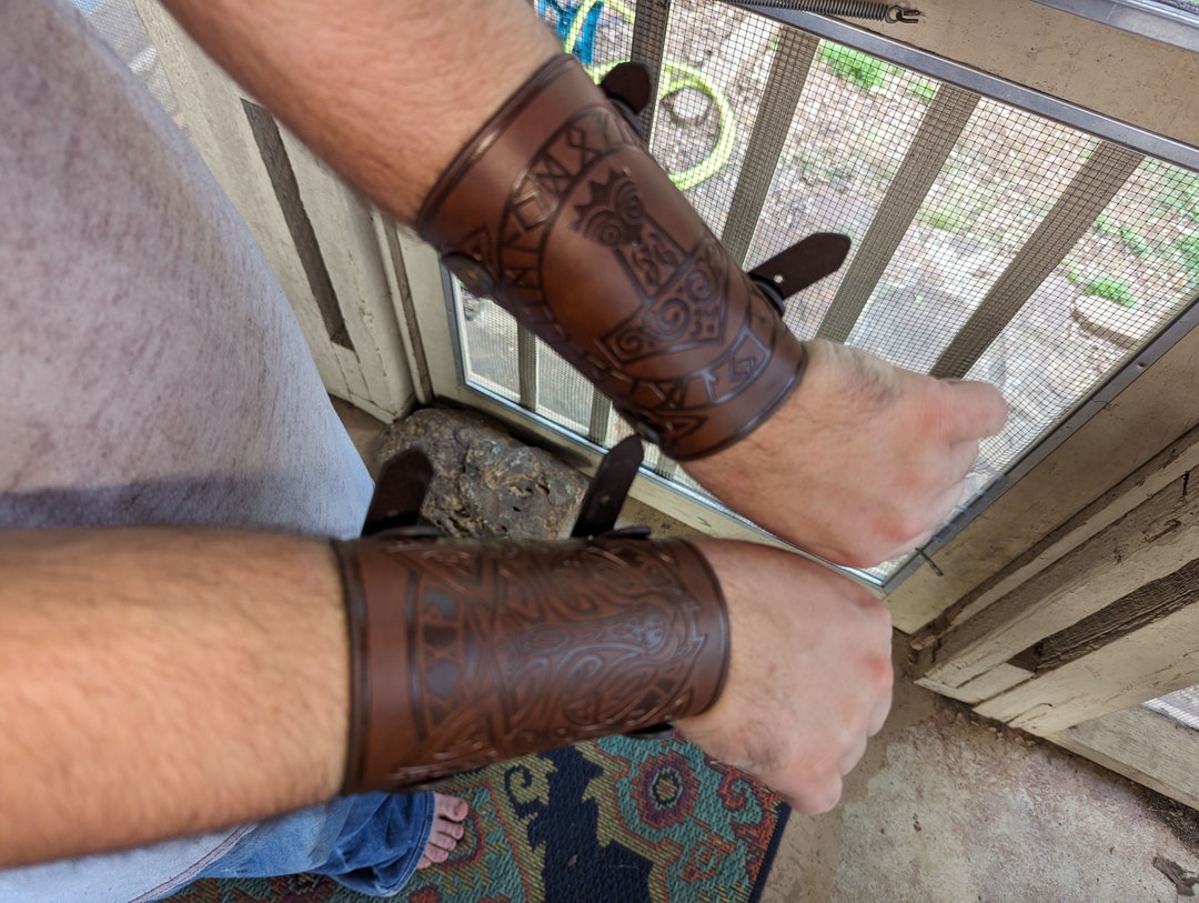 Renaissance Faire Leather Wrist Gauntlets Medieval Costume Accessory Etsy