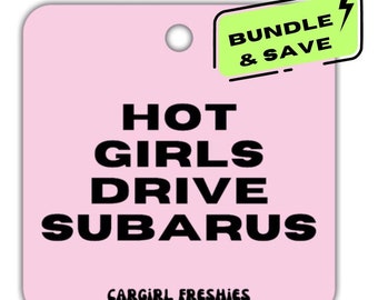 3-Pack Bundle of the Pink "Hot Girls Drive Subarus" Vanilla-Scented Car Freshener | Pink Accessories | Best Gifts for Women | Cute Freshies