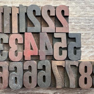 Vintage Wood Letterpress Blocks – Thin Numbers 1.625&quot; – Rustic Typography Printing Numbers lot – Craft, Decor, Display