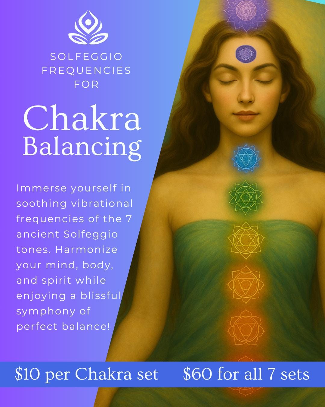 Solfeggio Frequency Chakra Stickers |  Balance Your Energy Centers | Imprinted with Custom Frequency Playlists (Set of 5) ©