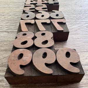 Vintage Wood Letterpress Blocks – Numbers 1.25&quot; – Rustic Typography Printing Numbers lot – Craft, Decor, Display