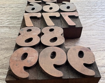 Vintage Wood Letterpress Blocks – Numbers 1.25&quot; – Rustic Typography Printing Numbers lot – Craft, Decor, Display