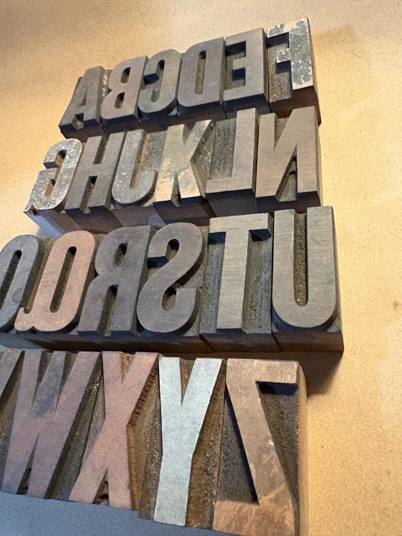 Wood Print Lettering VINTAGE Wood Letterpress Blocks: 1.75