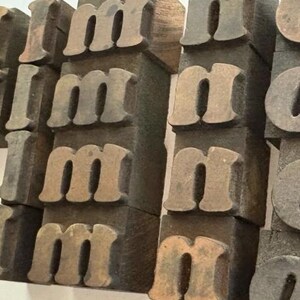 VINTAGE Wood Letterpress Blocks: 1" Rustic Lowercase Wide Type Font - Personalized Gifts - Creative Art Projects image 5