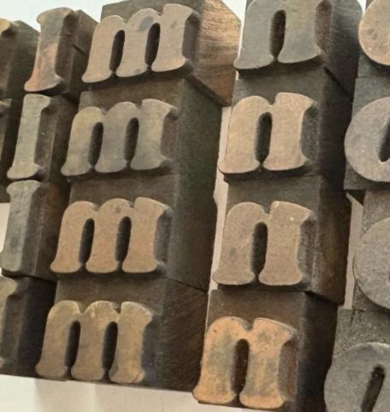 VINTAGE Wood Letterpress Blocks: 1" Rustic Lowercase Wide Type Font - Personalized Gifts - Creative Art Projects image 5