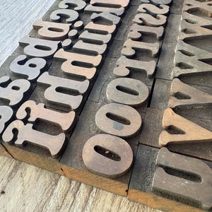 Vintage Wood Letterpress Blocks – Lower Case 1.375&quot; – Rustic Typography Printing Letters lot – Craft, Decor, Display