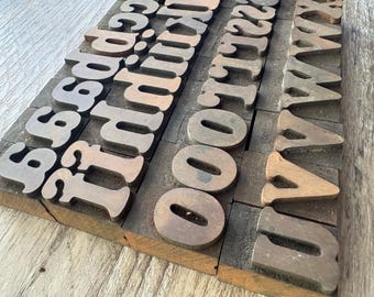 Vintage Wood Letterpress Blocks – Lower Case 1.375&quot; – Rustic Typography Printing Letters lot – Craft, Decor, Display