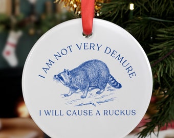 Funny Raccoon Christmas Ornament Meme Trash Panda Gifts Pop Culture Gift Demure Trend Woodland Ornament Acrylic Ornament Raccoon Lover