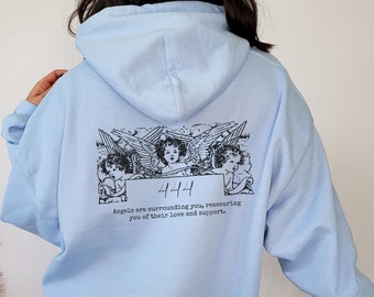 444 Angel Number Hoodie Angel Number Angel Wings Hoodie Aesthetic Hoodie 444 Angel Number Positive Hoodie Hoodie With Words On Back
