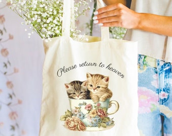 Coquette Tote Bag Cat March Coquette Aesthetic Pretty Tote Bag Dollcore Tote Bag Cute Tote Bag Floral Tote Bag Cat Lover Gift Cat Tote Bag