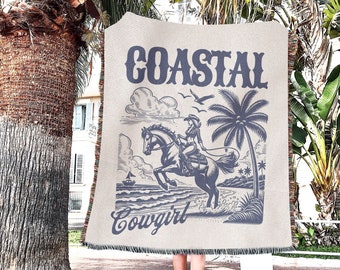 Coastal Cowgirl Blanket For Daughter Western Blanket Cute Throw Blanket For Teen Girl Coastal Cowgirl Decor Woven Throw Blanket Dorm Decor