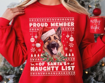 Pastor Alemán Sudadera de Navidad Perro Suéter de Navidad Regalos de Pastor Alemán Camisa de Pastor Alemán Suéter de Navidad Feo Mujeres Divertidas