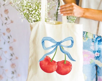 Coquette Cherry Tote Bag Coquette Tote Bag Cherry Bag Coquette Aesthetic Soft Girl Aesthetic Cute Tote Bag Trendy Tote Bag Fun Tote Bag