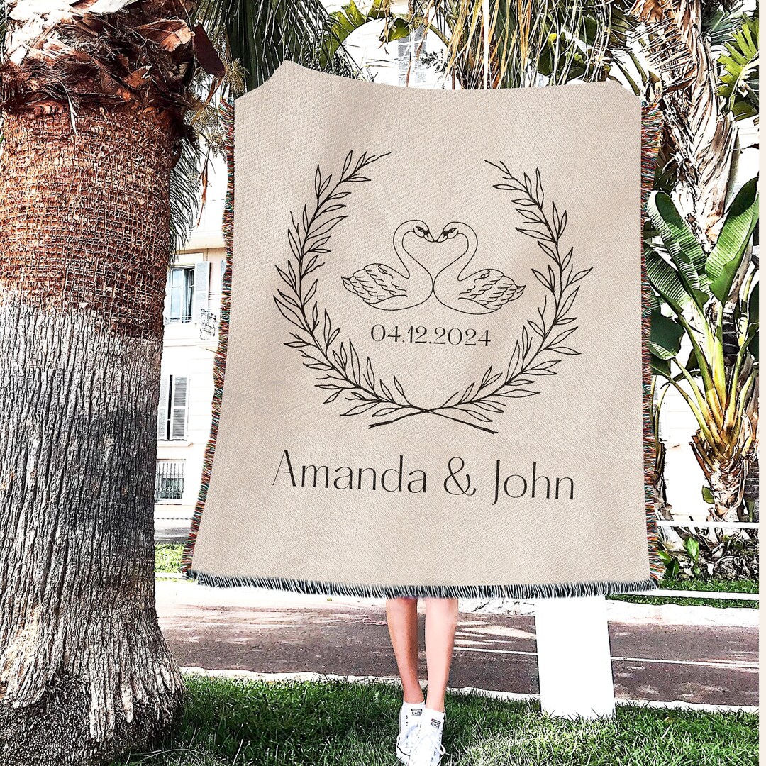 Personalized Anniversary Gift Custom Woven Blanket Couples Names ...