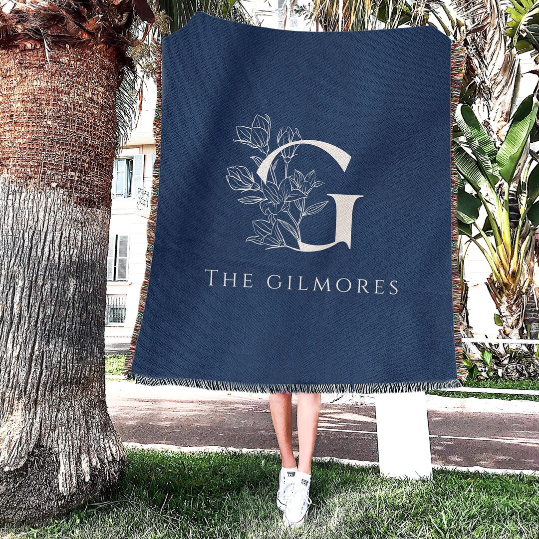 Personalized Family Name Blanket Last Name Gifts Initials Woven Throw