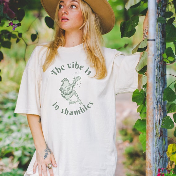Frog Shirt Frog Tshirt Cottagecore Shirt Cottagecore Frog The Vibe Is In Shambles Frog Lover Gift Funny Tshirt Designs Cottagecore Clothes