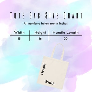 Puede incluir: Una bolsa de tela blanca con las palabras "Altura" y "Ancho" escritas en ella. La bolsa tiene 15 pulgadas de ancho, 16 pulgadas de alto y una longitud de asa de 20 pulgadas.