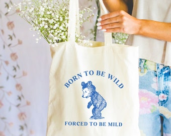 Funny Tote Bag Bear Gifts Weird Canvas Tote Bag Fun Tote Bag Gift For Meme Lovers Funny Tote Bag Meme Tote Bag Gen Z Gifts Bear Tote Bag