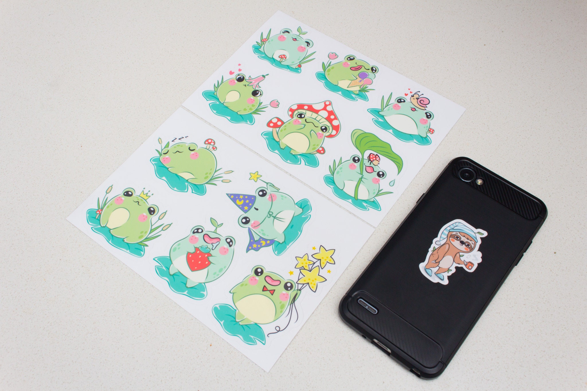 Cute Kawaii Frogs - Vinyl Laminated Waterproof Sticker - Etsy