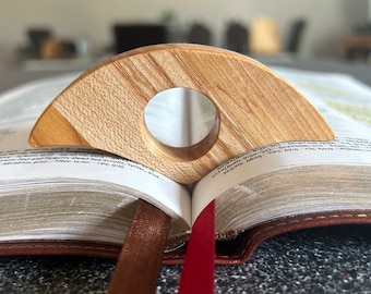 Handcrafted Wooden Page Holder: Beeswax Finish, Book Lover Gift