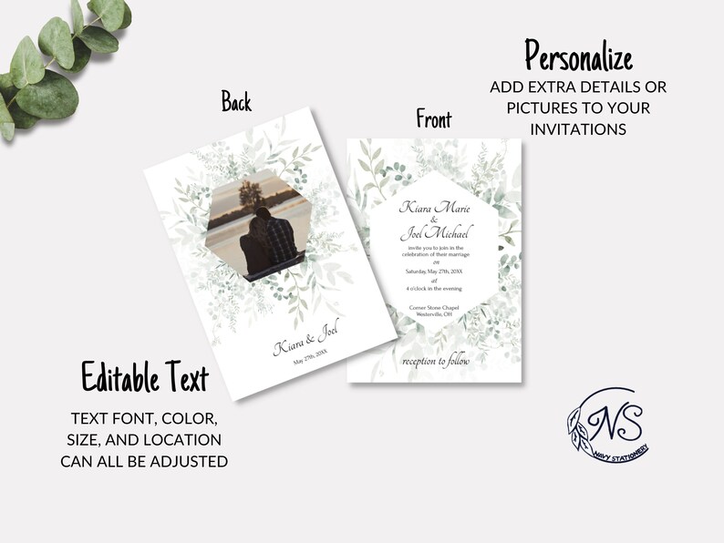 KIARA WEDDING INVITATION Set, Invitation Template, Wedding Details Card