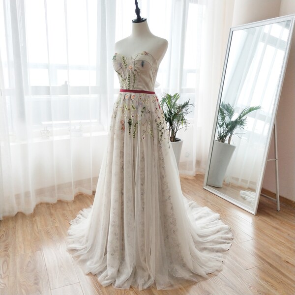 Floral Wedding Dress - Etsy